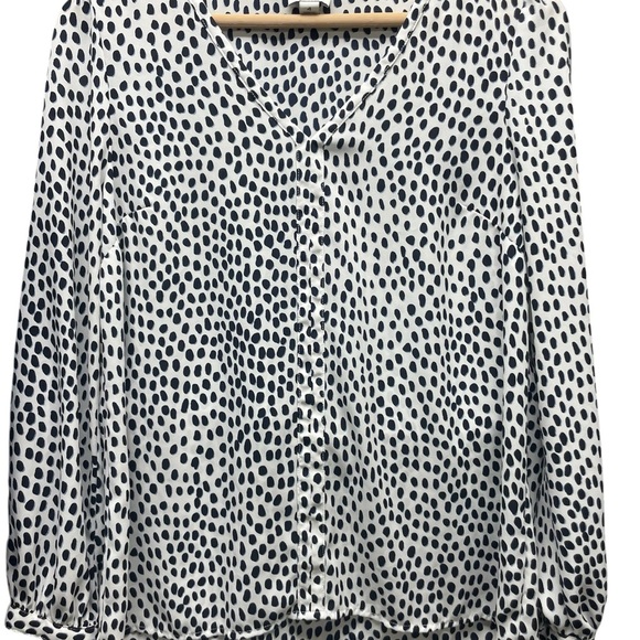 J. Crew Factory Tops - J Crew Factory Black and White Polka Dot Blouse